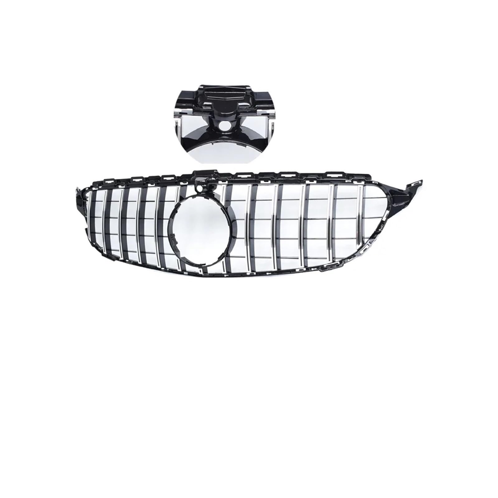 Haubengrill Für C Für Klasse W205 S205 A205 C205 2015-2020 Auto Front Kühlergrill Diamanten Grill Kühlergrill Vorne(Cam 2015-2017 Silver) von EVEKHAHHRB