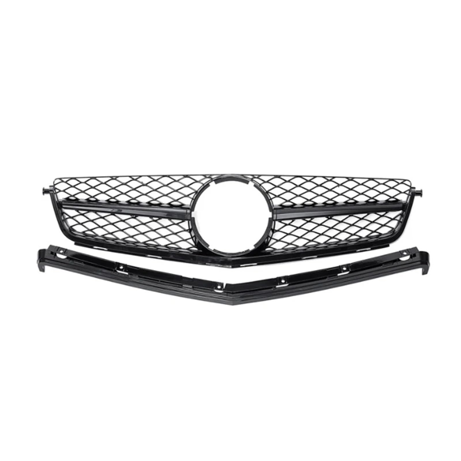 Haubengrill Für C-Klasse W204 C63 Für AMG 2008 2009 2010 2011 ABS Auto StylingFront Grille Grill Kühlergrill Vorne(Black) von EVEKHAHHRB