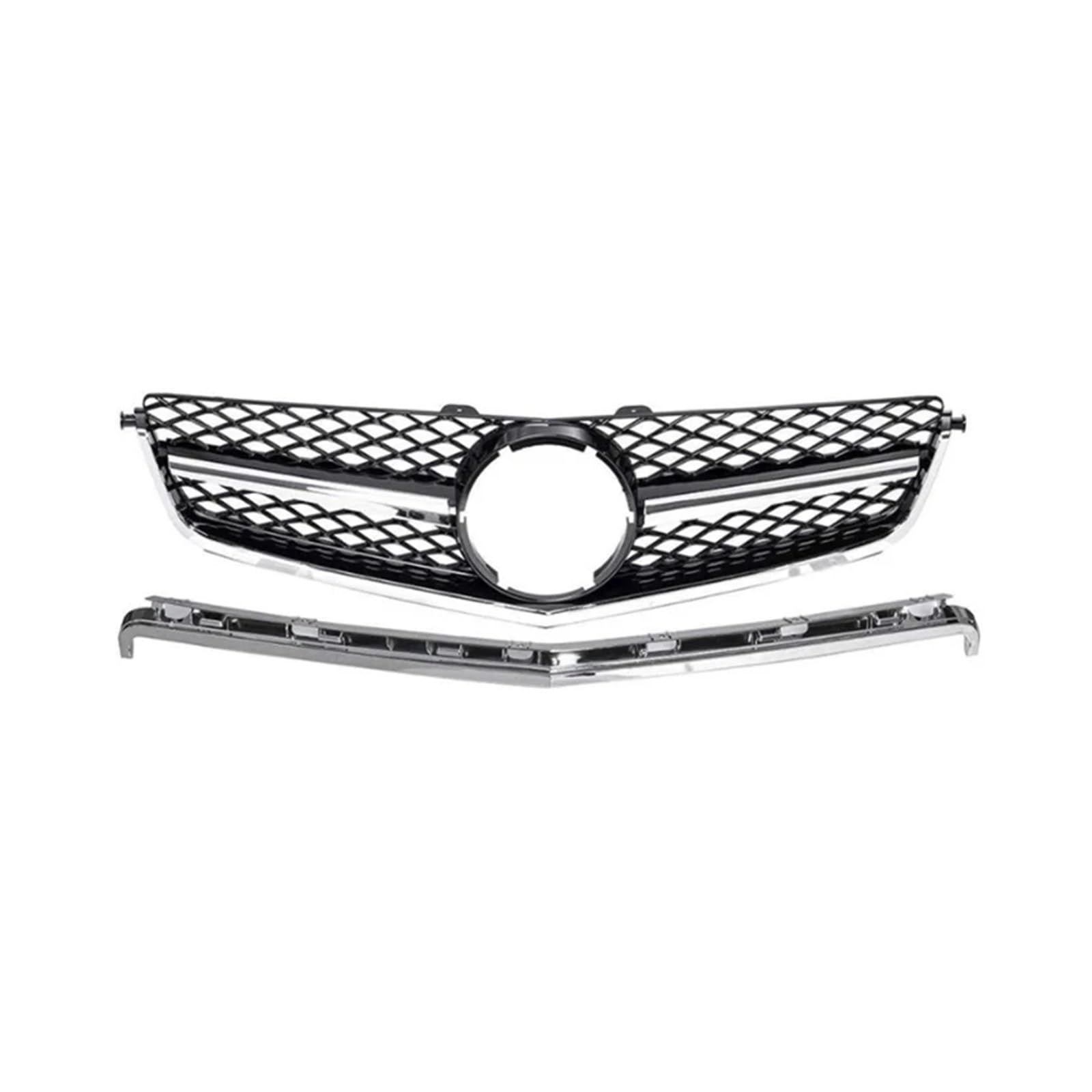 Haubengrill Für C-Klasse W204 C63 Für AMG 2008 2009 2010 2011 ABS Auto StylingFront Grille Grill Kühlergrill Vorne(Silver) von EVEKHAHHRB