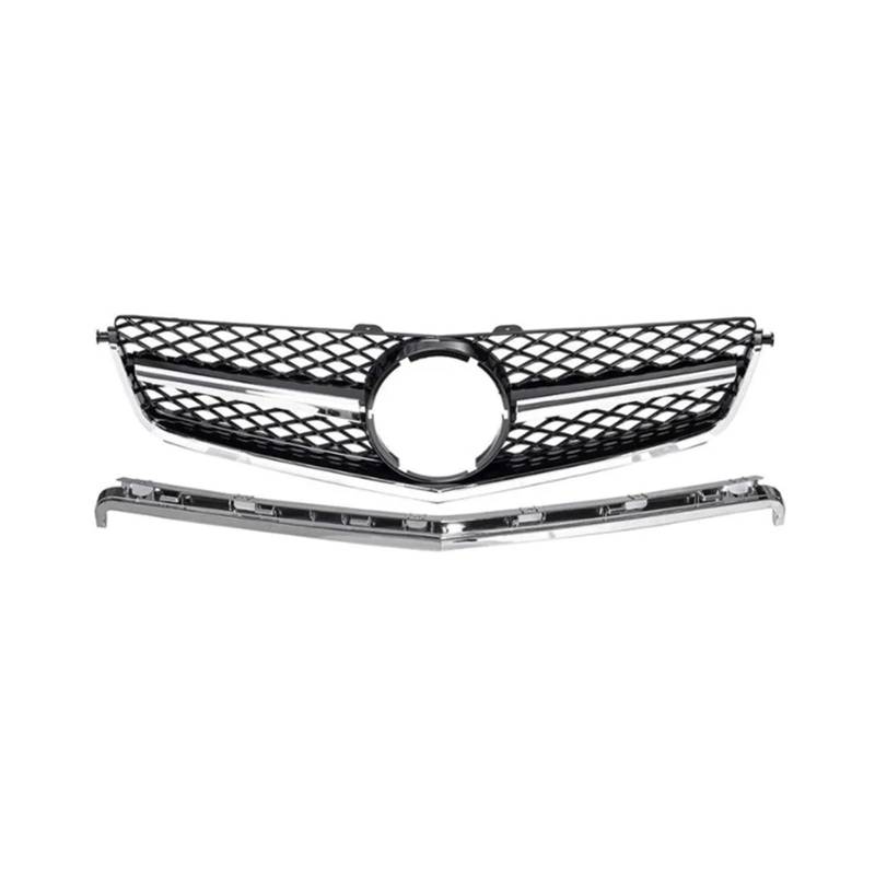 Haubengrill Für C-Klasse W204 C63 Für AMG 2008 2009 2010 2011 ABS Auto StylingFront Grille Grill Kühlergrill Vorne(Silver) von EVEKHAHHRB