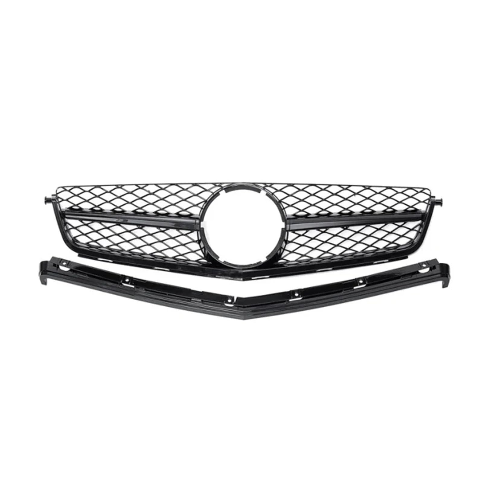 Haubengrill Für C-Klasse W204 C63 Für AMG 2008 2009 2010 2011 Auto Front Hood Grille Racing Grill Kühlergrill Vorne(Black) von EVEKHAHHRB