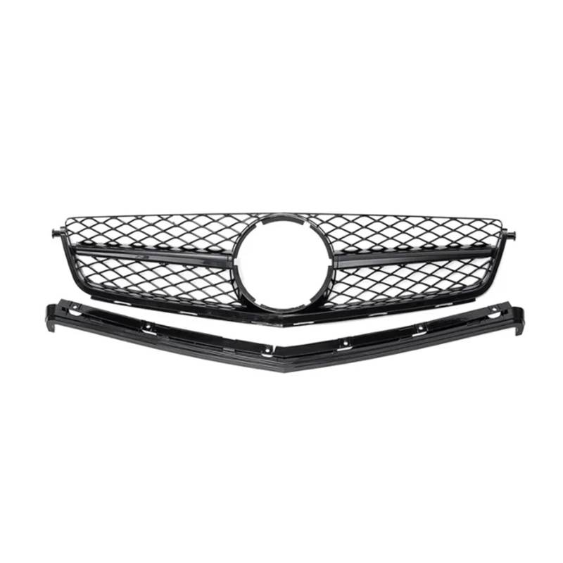 Haubengrill Für C-Klasse W204 C63 Für AMG 2008 2009 2010 2011 Auto Front Hood Grille Racing Grill Kühlergrill Vorne(Black) von EVEKHAHHRB