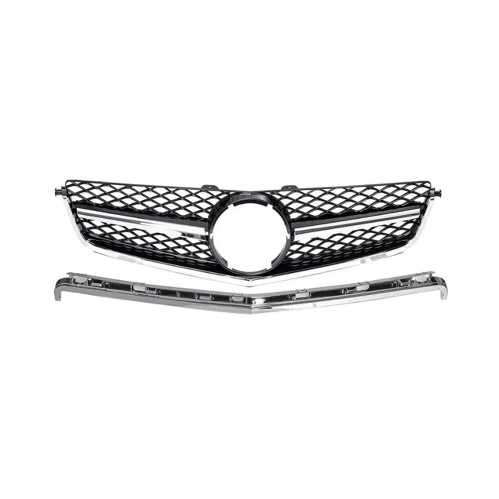 Haubengrill Für C-Klasse W204 C63 Für AMG 2008 2009 2010 2011 Auto Front Hood Grille Racing Grill Kühlergrill Vorne(Silvery) von EVEKHAHHRB