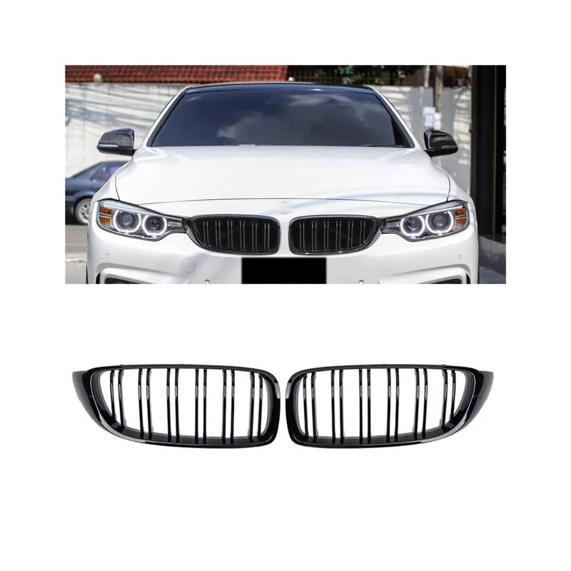Haubengrill Für M3 Für M4 F32 F33 F36 F80 F82 2012-2019 Auto Frontstoßstange Racing Grill Glanz Schwarz Kühlergrill Vorne(Double-Glossy Black) von EVEKHAHHRB