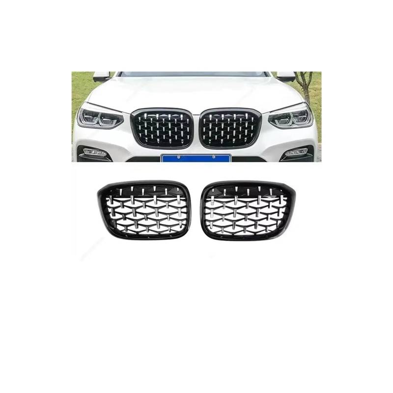 Haubengrill Für X3 Für X4 G01 G02 2017-2021 Auto Frontstoßstangengrill Nierengrill Diamantgrills Meteor Style Kühlergrill Vorne(Silver and Black) von EVEKHAHHRB