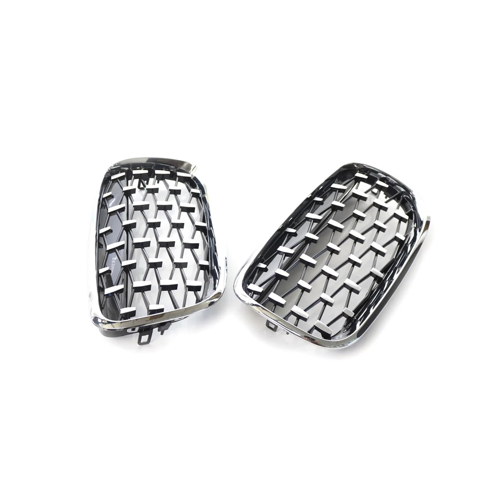 Haubengrill Für X5 Für X6 E70 E71 2007-2013 Autogrill Front Nierengrill Diamant Stil Chrom Schwarz Kühlergrill Vorne(Silver Frame) von EVEKHAHHRB