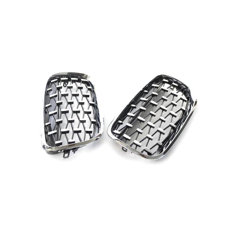 Haubengrill Für X5 Für X6 E70 E71 2007-2013 Autogrill Front Nierengrill Diamant Stil Chrom Schwarz Kühlergrill Vorne(Silver Frame) von EVEKHAHHRB