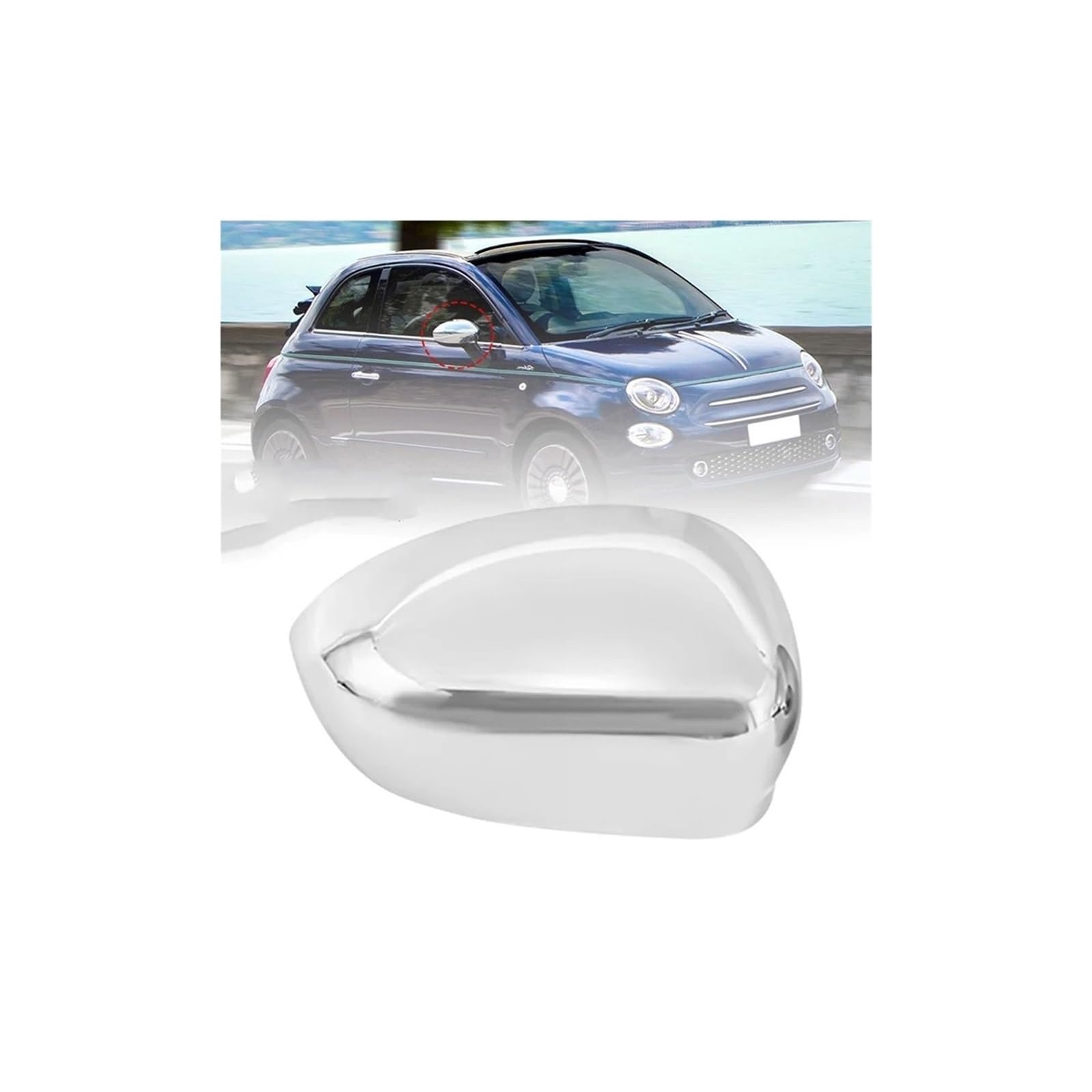 Rückspiegel Abdeckung 2 Stücke Für FIAT 500 500C Für Grande Für Punto 595 Für Abarth 695 2007-2023 Rückspiegel Flügel Spiegel Abdeckung Chrom Spiegelkappe(Chrome Right) von EVEKHAHHRB