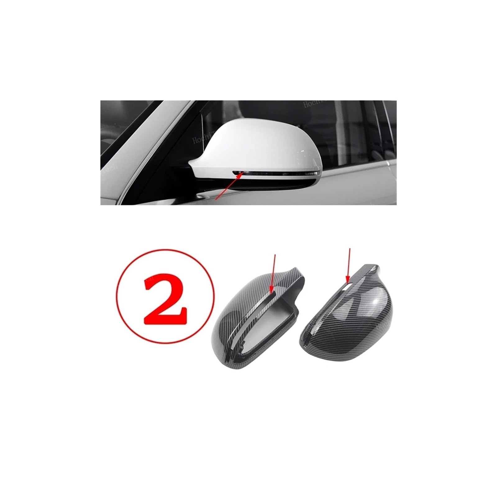 Rückspiegel Abdeckung Für A3 Für A4 Für A5 Für A6 Für A8 Für Q3 SQ3 S4 S5 S6 S8 RS3 RS4 RS5 B8 B8.5 8P Autospiegelabdeckung Carbon Spiegelkappe(2. Carbon Look) von EVEKHAHHRB