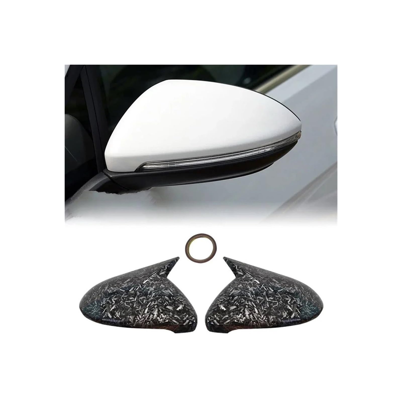 Rückspiegel Abdeckung Für Golf 7 MK7 MK7.5 Für GTI R Für GTE Für GTD 2014-2019 Auto-Rückspiegelabdeckung Spiegelkappe(Forged Grain) von EVEKHAHHRB
