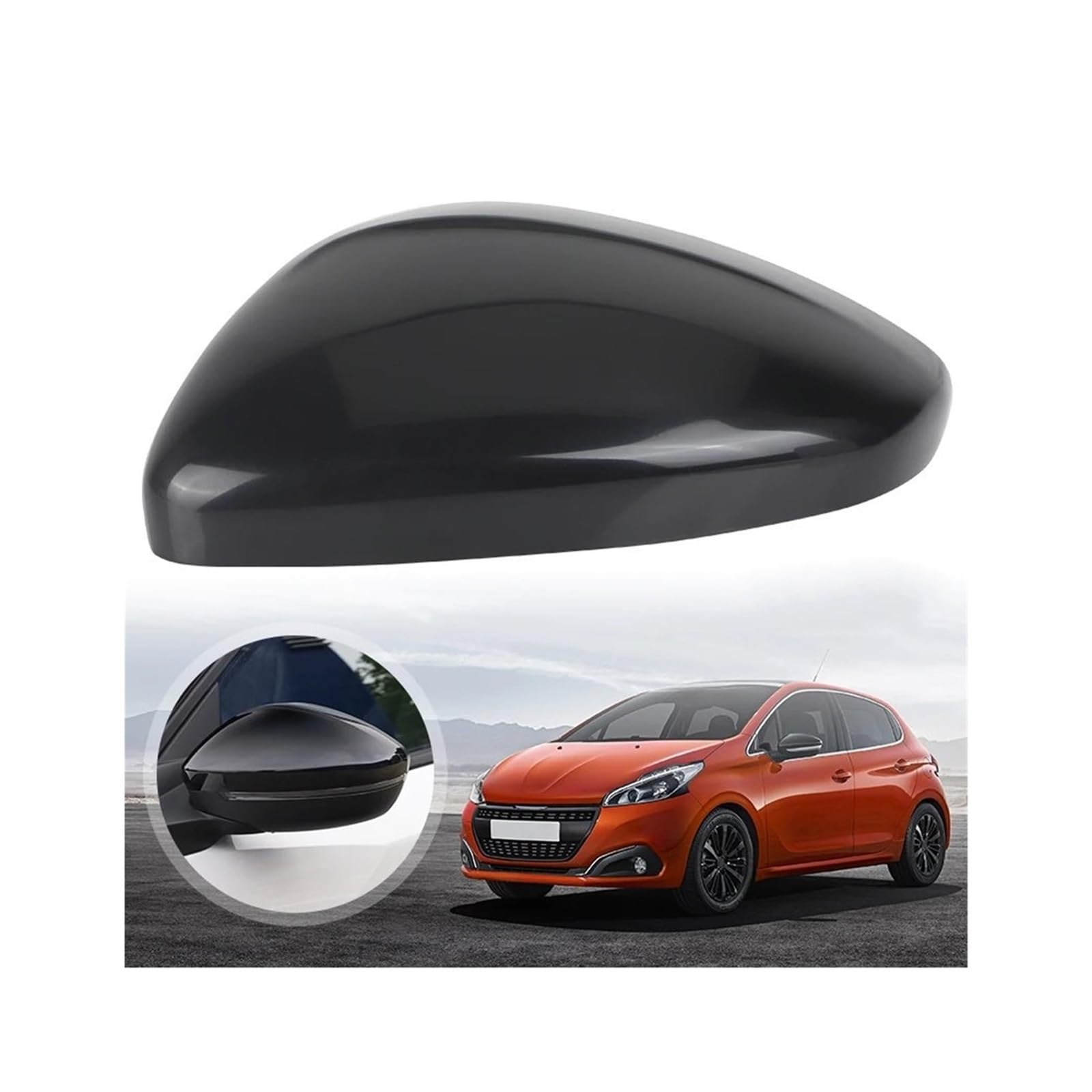 Rückspiegel Abdeckung Für Peugeot 208 2012-2019 Links Rechts Tür Flügel Spiegel Abdeckung Kappe Shell Rückspiegel Gehäuse Spiegelkappe(1xPrimed Black Left) von EVEKHAHHRB