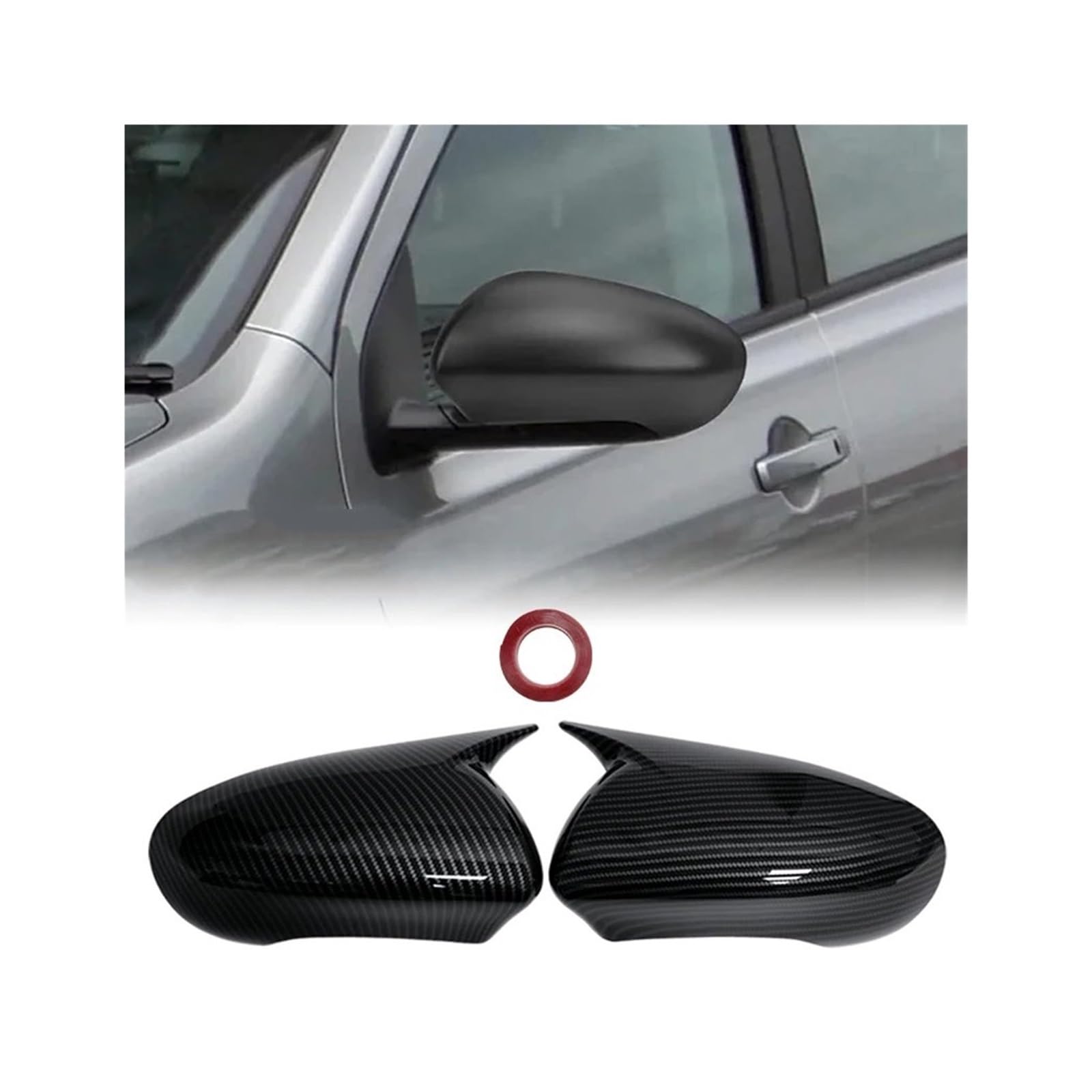Rückspiegel Abdeckung Für Qashqai J10 2007 2008 2009 2010 2011 2012 2013 2014 Auto Rückspiegel Seite Spiegel Abdeckung Carbon Spiegelkappe(Carbon Look) von EVEKHAHHRB