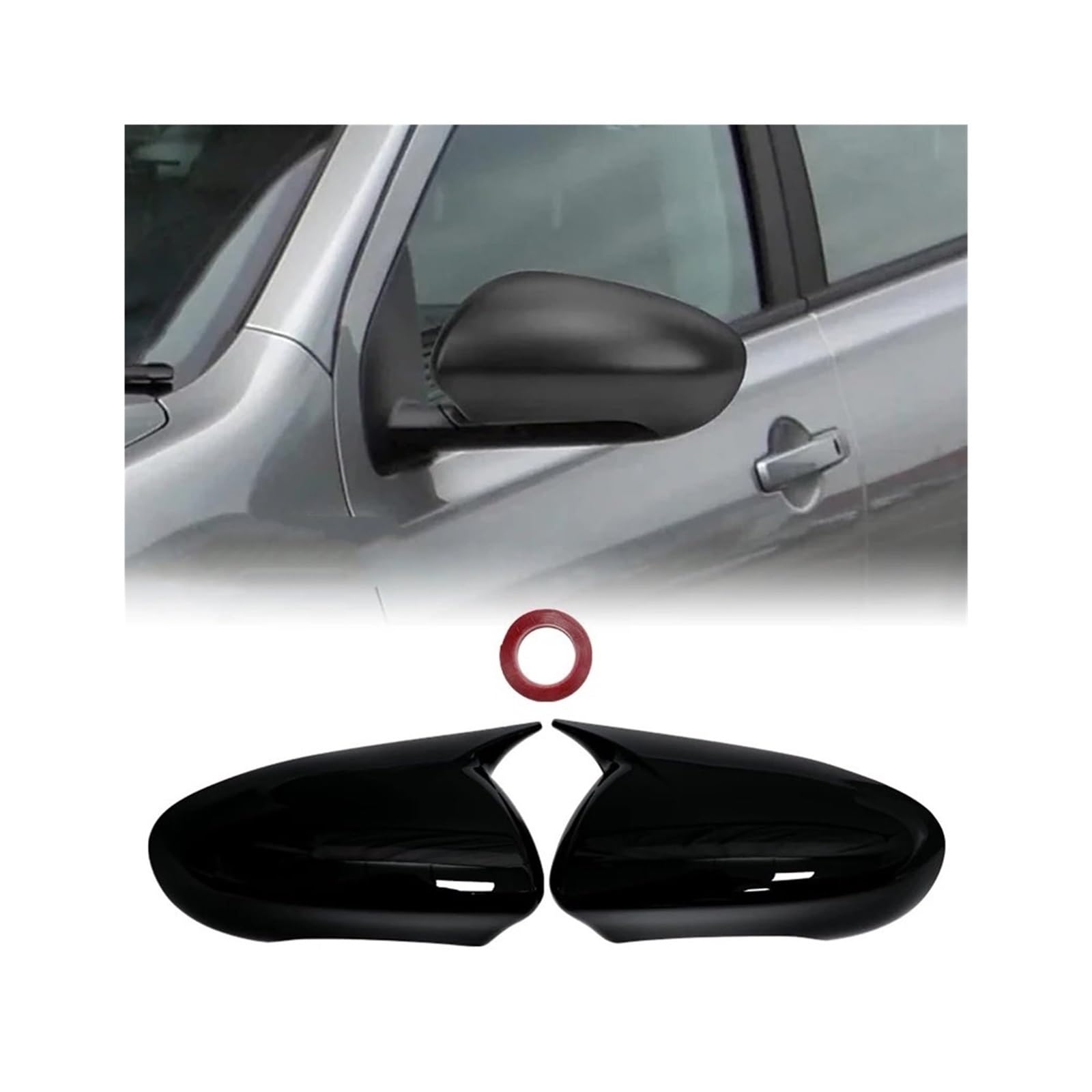 Rückspiegel Abdeckung Für Qashqai J10 2007 2008 2009 2010 2011 2012 2013 2014 Auto Rückspiegel Seite Spiegel Abdeckung Carbon Spiegelkappe(Gloss Black) von EVEKHAHHRB