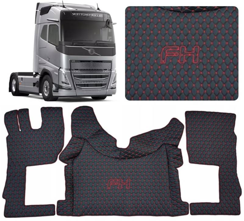 Auto Auto LKW Fahrerkabine Set kompatibel mit VOLVO FH4 FH5 FH Aero (Schwarz, roter Näht) von EVELTRUCK
