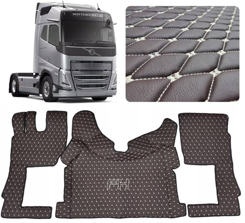 Auto LKW Fahrerkabine Set kompatibel mit VOLVO FH4 FH5 FH Aero (Dunkelbraun, beige Nähen) von EVELTRUCK