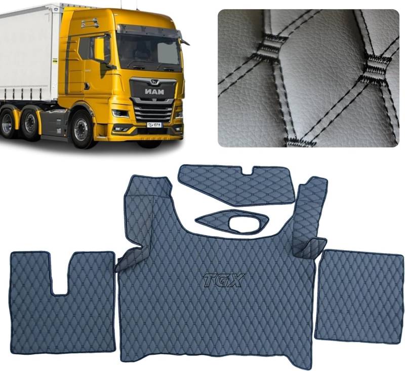 LKW-Fußmatten kompatibel zu MAN TGX 2020+ Fussmatte (Material grau, Garn schwarz) von EVELTRUCK