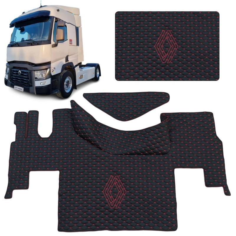 LKW-Fußmatten passend für RENAULT GAMA T 2015 - 2025 (schwarz-rot) von EVELTRUCK