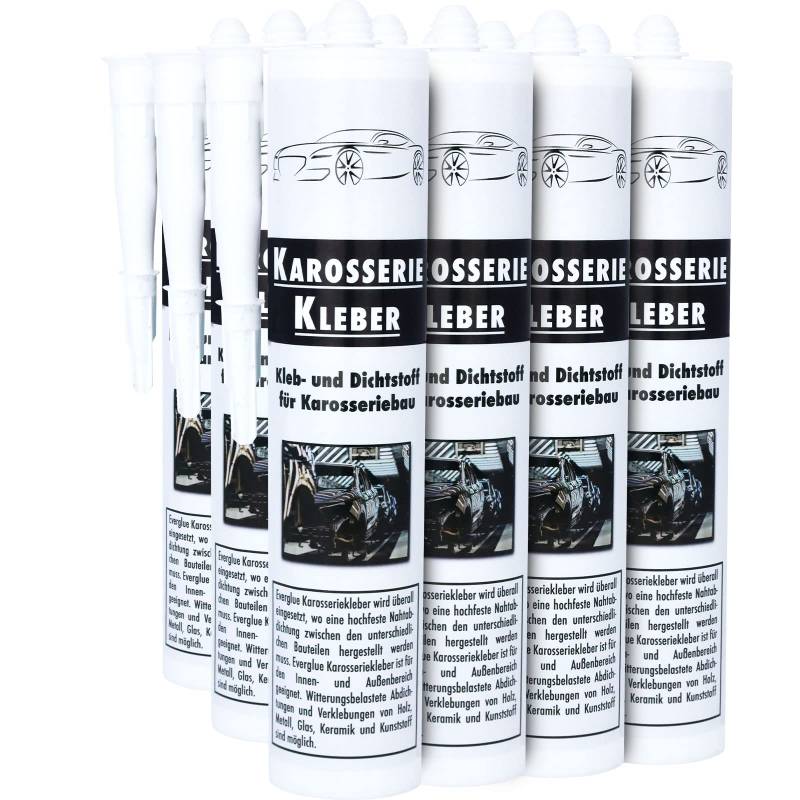 Karosseriekleber 1K MS Montagekleber UV-beständig weiß Kartusche MS-Polymer Kraftkleber extra stark elastischer Kleb-und Dichtstoff zum Kleben und Abdichten im Fahrzeugbau, Caravan, Wohnmobil von EVERGLUE