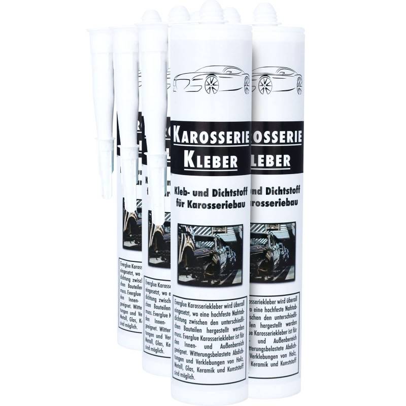 Karosseriekleber 1K MS Montagekleber UV-beständig weiß Kartusche MS-Polymer Kraftkleber extra stark elastischer Kleb-und Dichtstoff zum Kleben und Abdichten im Fahrzeugbau, Caravan, Wohnmobil von EVERGLUE