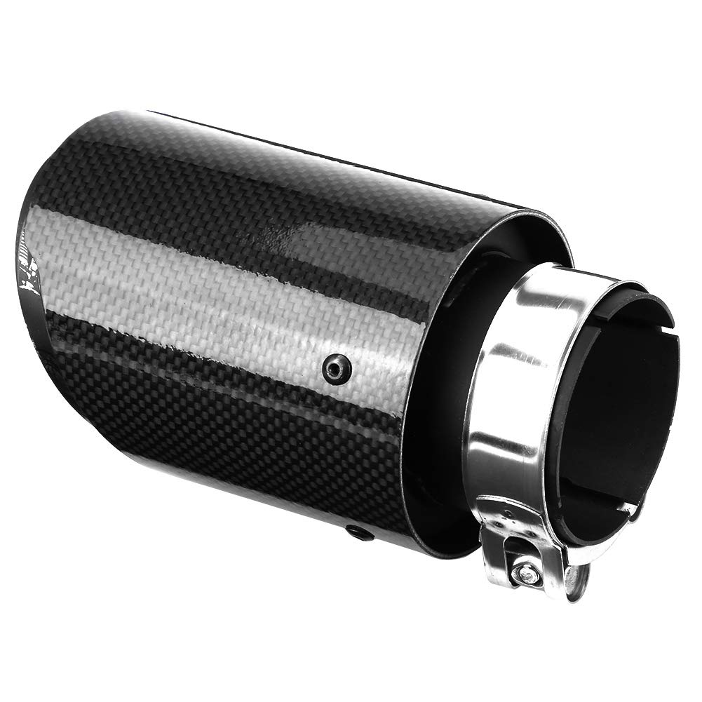 1 Stück Auto Edelstahl & Kohlefaser Auspuffrohr Schalldämpfer Endspitze Endrohr für die meisten Autos mit 60 mm Rohrdurchmesser von EVGATSAUTO