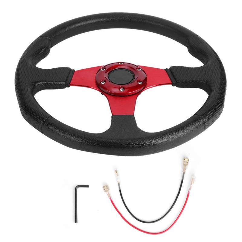 EVGATSAUTO 350mm/14in Rennwagen Sportlenkrad Deep Dish 6 Schrauben Unifür Versal Modified Racing Lenkung(rot) von EVGATSAUTO