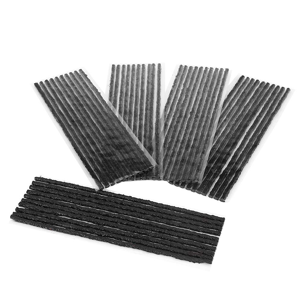 50-teilige Reifenreparaturschnüre, schlauchlose Reifenpannenreparatur-Dichtungsgummistreifen für Auto-Motorradreifen-Reparaturstopfen (schwarz 200 * 3,5 mm) von EVGATSAUTO