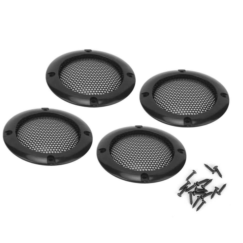 Audio Lautsprecher Gitter Grill für 51mm DIN Lautsprecher, schwarz, 2-teilig Kunststoffring mit Metallgitter, Satz von EVGATSAUTO