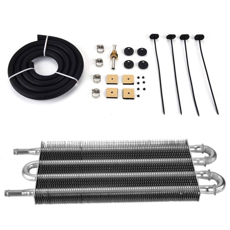 EVGATSAUTO Universal Auto 4 Reihen 127mm/5in Ferngetriebe Ölkühler Kit Aluminiumlegierung Material Auto-Manual Kühler Konverter von EVGATSAUTO