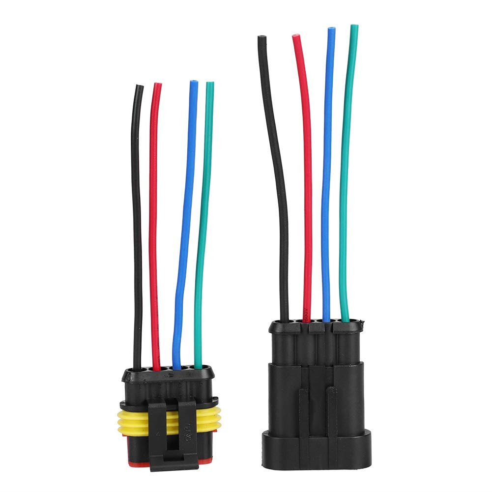 EVGATSAUTO 5 Kits 4 Pins Way Sealed Wasserdichtes Auto Auto Wire Elektrischer Stecker Kit für Motorrad Roller Auto Truck Quad Bike Trike Caravan Marine Jet Skiboote 10cm Draht von EVGATSAUTO