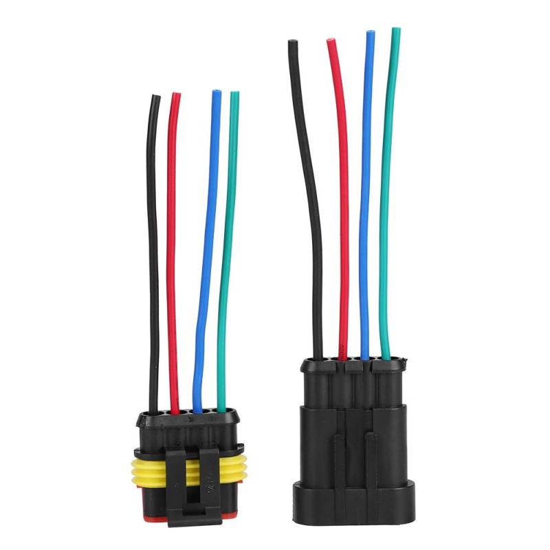 EVGATSAUTO 5 Kits 4 Pins Way Sealed Wasserdichtes Auto Auto Wire Elektrischer Stecker Kit für Motorrad Roller Auto Truck Quad Bike Trike Caravan Marine Jet Skiboote 10cm Draht von EVGATSAUTO