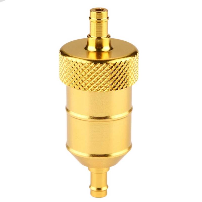 EVGATSAUTO Ersatz Motorradölfilter, Universal 8mm Aluminium Motorrad Benzinfilter Benzinfilterreiniger(Golden) von EVGATSAUTO