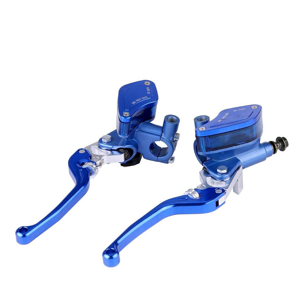 Hydraulischer Kupplungsgeber, Paar 22-mm-CNC-Motorrad Hydraulische Bremspumpe Kupplung Hauptzylinderhebel einstellbar(Blau) von EVGATSAUTO