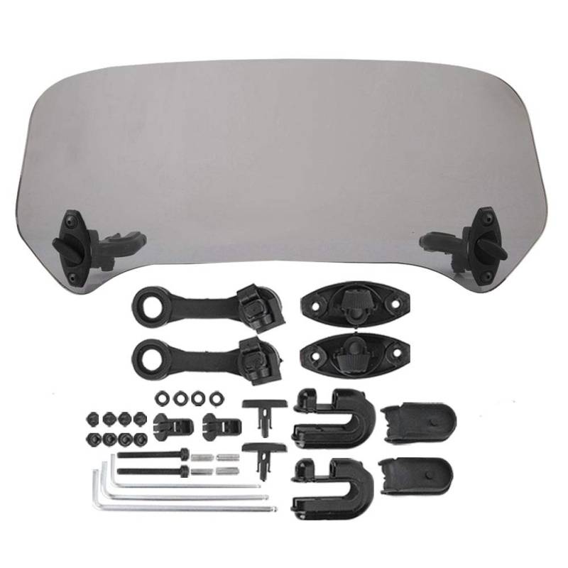 EVGATSAUTO Motorrad Windschutzscheibe, Universal Motorcycle Modified Windschutzscheibe Spoiler Luftabweiser(Geräuchert) von EVGATSAUTO