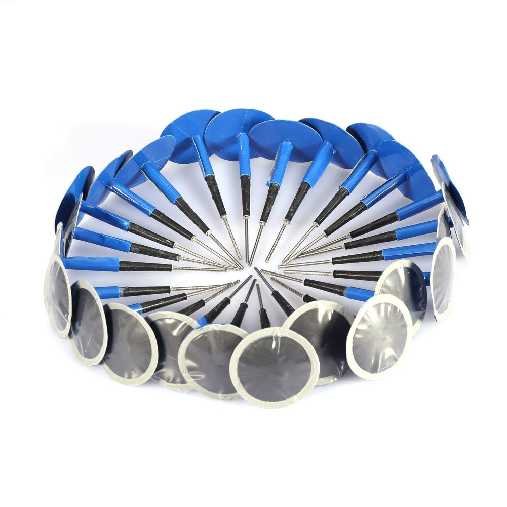 EVGATSAUTO Reifenstopfen Patch Gum, 24 Stück Auto Motorrad Universal Tubeless Rubber Blue Reifenpunktion Reparatur Pilz Plug Patch Gum(36 * 4 mm) von EVGATSAUTO