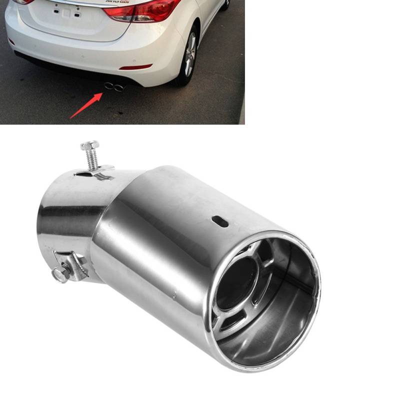 EVGATSAUTO Universal Rundes rundes Edelstahl-Endauspuff-Endrohr, silbernes Auspuff-Schalldämpfer-Endrohr-Endrohr für die meisten Autos mit gebogenem Auspuffrohrdurchmesser von 38 mm bis 53 mm von EVGATSAUTO
