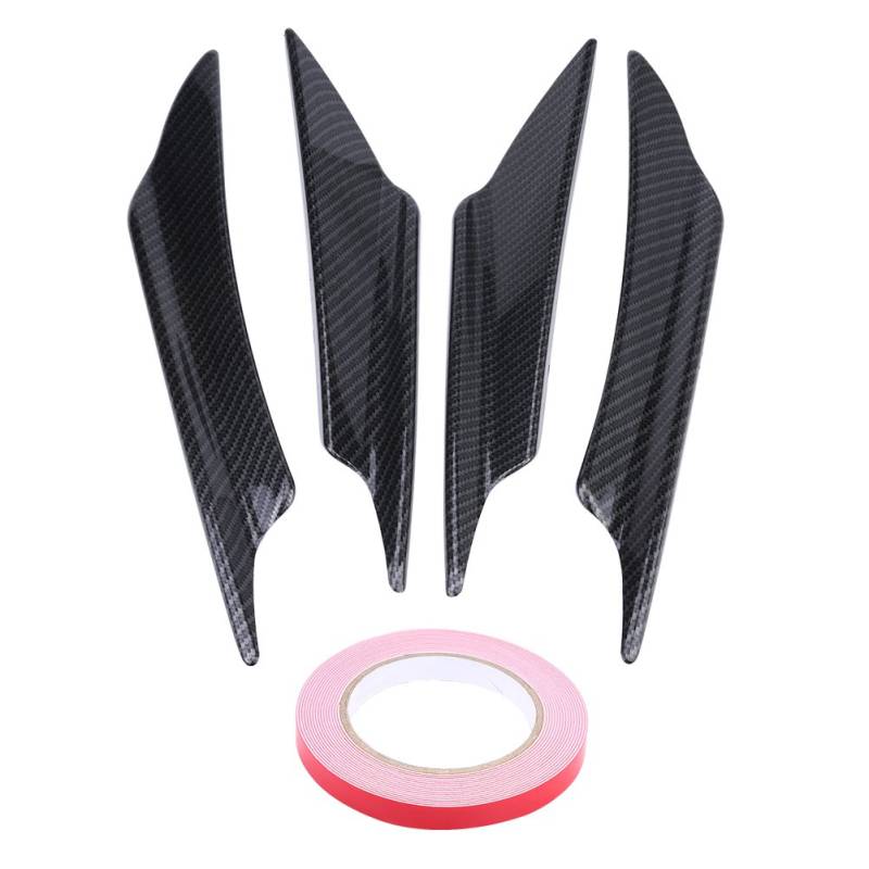 Frontstoßstange Spoiler, 4 Stück Universal Karosserie Spoiler Frontstoßstange Lip Splitter Finnen Trim(Wassertransfer-Kohlenstoffmuster) von EVGATSAUTO