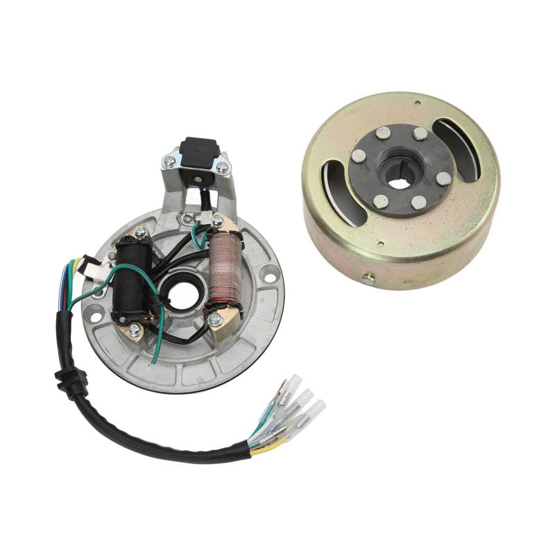 Magneto Stator Plate Teile, Magneto Stator Schwungrad Rotor Kit Kupfer Aluminium für 90 Cc 110 Cc 125 Cc 140 Cc Kick Start Motor PIT PRO PIT Bike von EVGATSAUTO