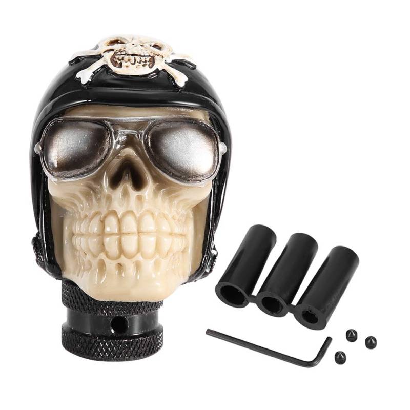 EVGATSAUTO Skull Head Gear Schaltknauf, Skeleton Skull Head Car Handschaltknopf Schalthebel Schalthebel Universal von EVGATSAUTO