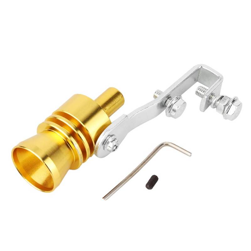 Turbo Whistle Turbine Whistle Auspuff Lautsprecher Lautsprecher Auspuff Endrohr BOV Abblaseventil Simulator Turbo Sound Auspuff(Gold) von EVGATSAUTO