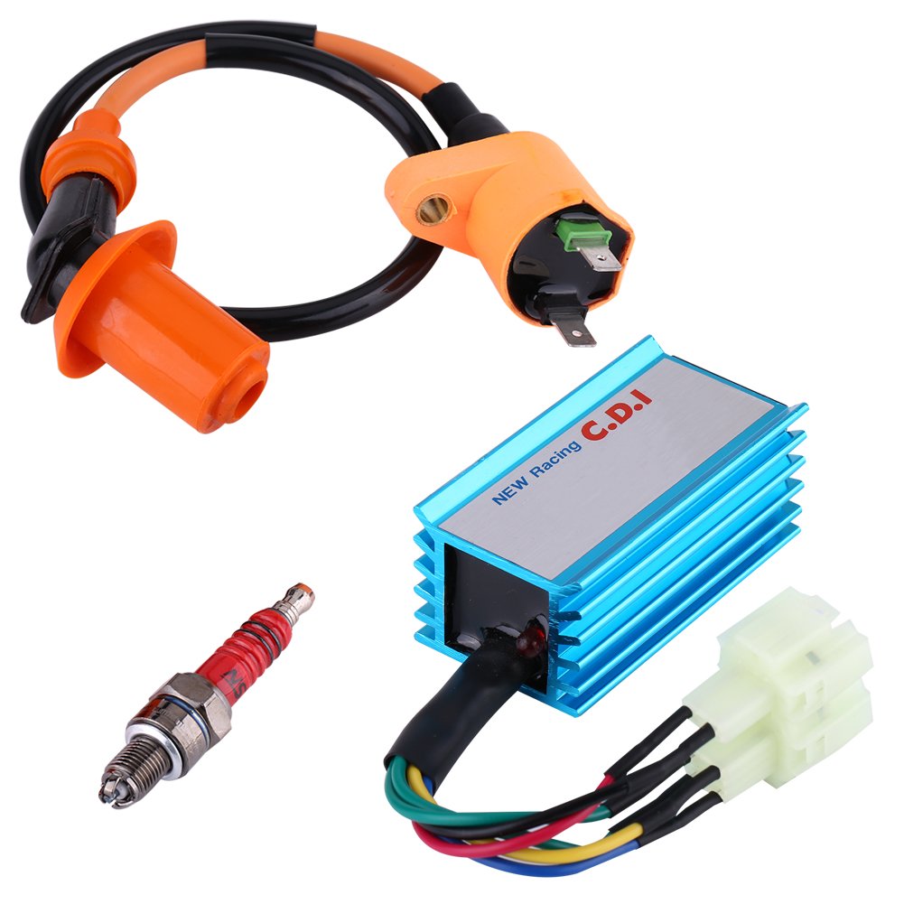 Zündkerze CDI Zündspule, 6-poliger Draht CDI Zündspule Zündkerze für GY6 50CC 125CC 150CC Roller 50ccm Roller Zündkerze CDI Zündspule, 6-poliger Draht CDI Zündspule Zündkerze für GY6 50CC 125CC 150CC Roller 50ccm Roller von EVGATSAUTO