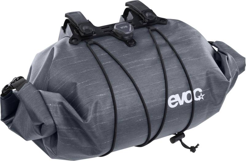 EVOC HANDLEBAR PACK BOA WP 9, Lenkertasche (einrollbare Taschenöffnung, BOA(R) Fit System, Reflektierender Logo-Druck, Volumen: 9l, Gewicht: 350 g, Maße: 20 x 35 x 20 cm), Carbon Grey von EVOC