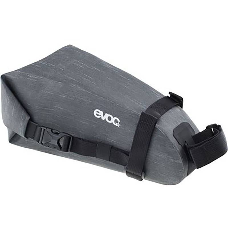 EVOC SEAT PACK WP 2, einfache Satteltasche (leichtes Fahrradzubehör, wasserfeste Bikebag, Fahrrad Tasche hinten, Maße: 10 x 26 x 11 cm, Gewicht: 180 g, Volumen: 2 l), Carbon Grey von EVOC