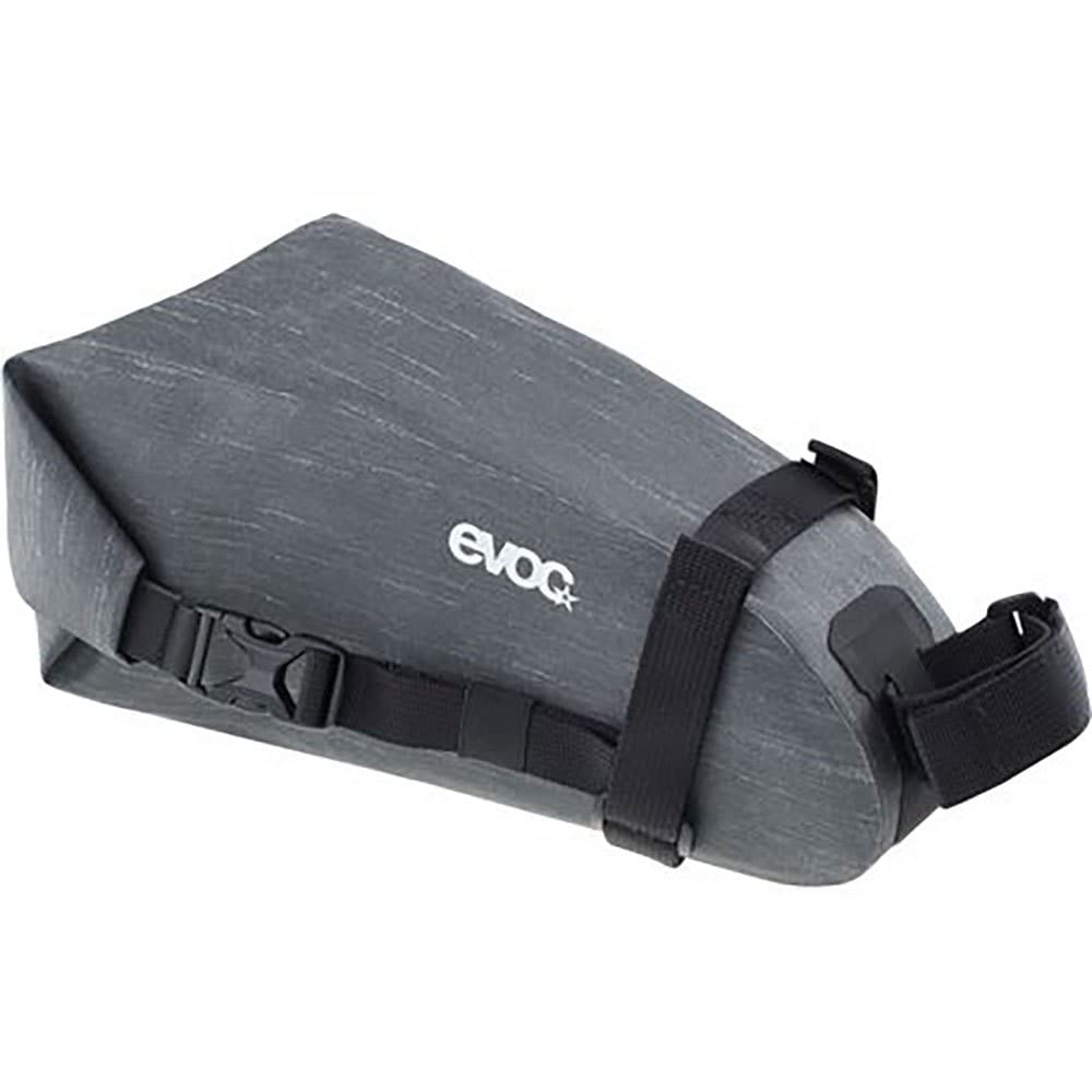 EVOC SEAT PACK WP 2, einfache Satteltasche (leichtes Fahrradzubehör, wasserfeste Bikebag, Fahrrad Tasche hinten, Maße: 10 x 26 x 11 cm, Gewicht: 180 g, Volumen: 2 l), Carbon Grey von EVOC