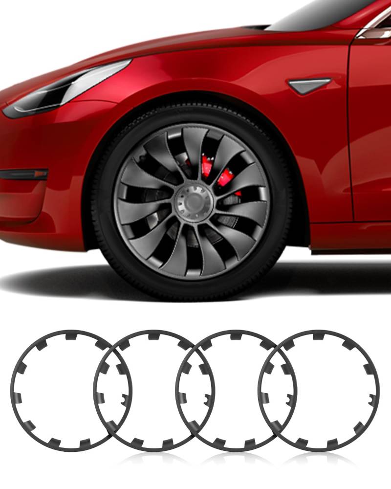 EVOOOR for Tesla Model Y 20 Zoll Felgenrand-Schutz ABS Felgenschutz für Tesla Model Y 21-Zoll-Uberturbine-Räder, (Gunpowder 21 Zoll,4 Stück) (4, Gunpowder) von EVOOOR