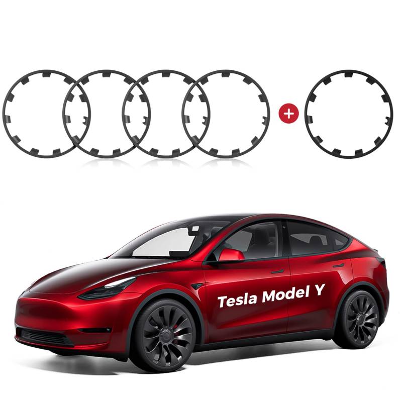 EVOOOR for Tesla Model Y 21 Zoll Felgenrand-Schutz ABS Felgenschutz für Tesla Model Y 21-Zoll-Uberturbine-Räder, (Gunpowder 21 Zoll,5 Stück) von EVOOOR