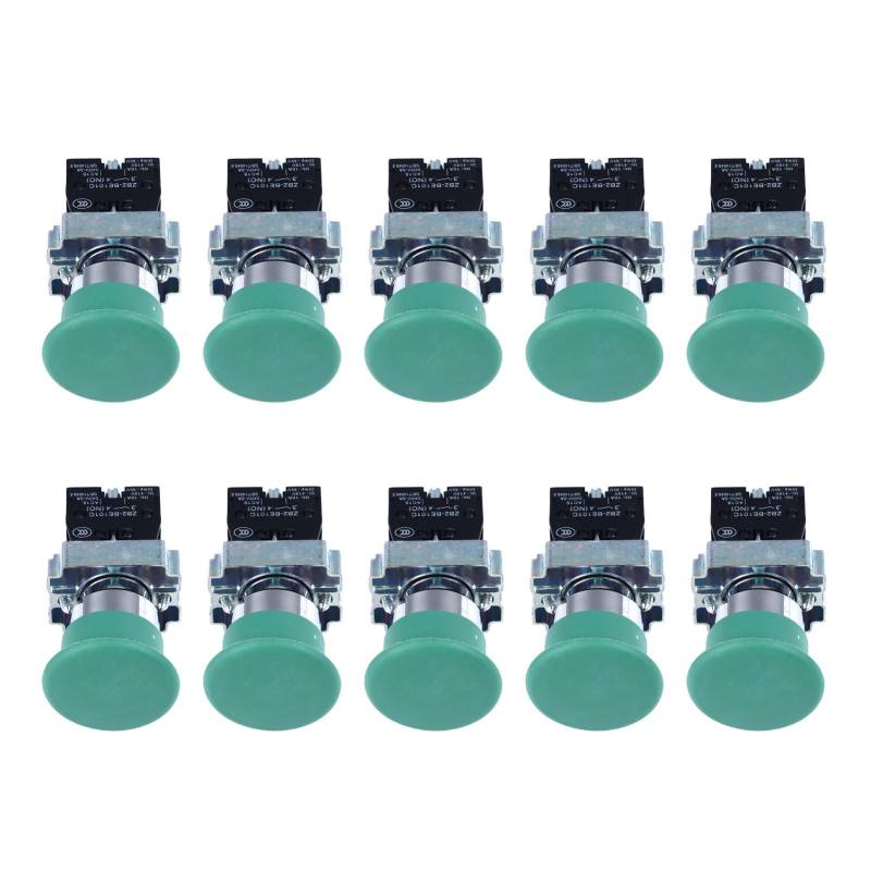 10pcs momentaner Pilzkopfknopfschalter Selbstreset 22 mm Ein Ausschalten des Druckknopfschalters für Maschinenausrüstung AC240V von EVTSCAN