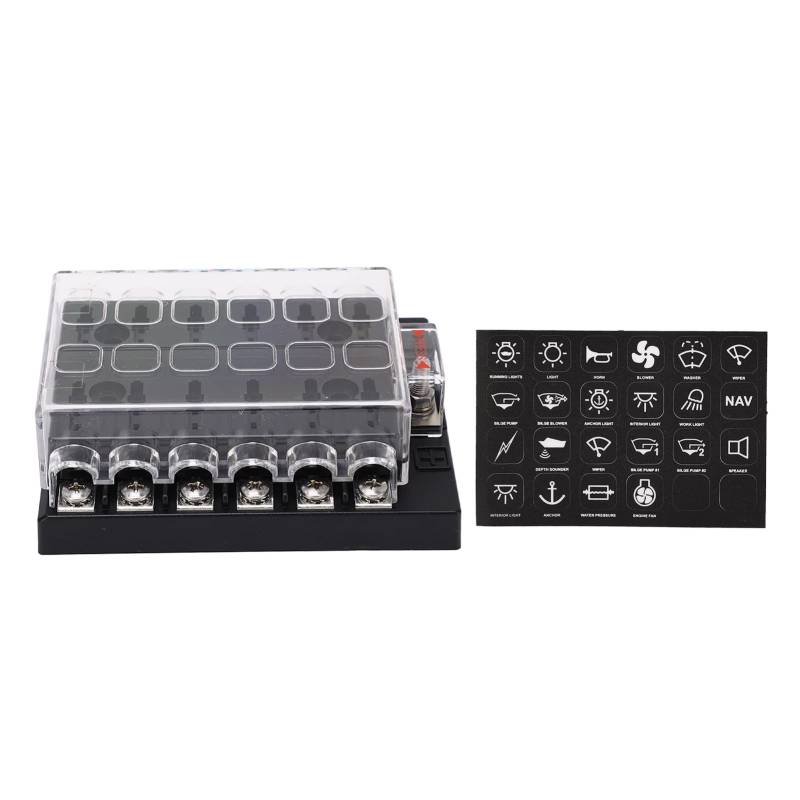Blade Box ATC ATO Block Panel Board mit negativem Bus für Car RV Trailer Truck Van 12-36VDC (12 Way) von EVTSCAN