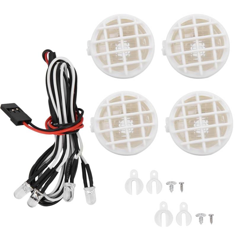 EVTSCAN Klettern Autodachbecher Leichte Runde Lampenabdeckung Zierzubehör für RC -Crawler (4 Large lampshades with Lights White) von EVTSCAN