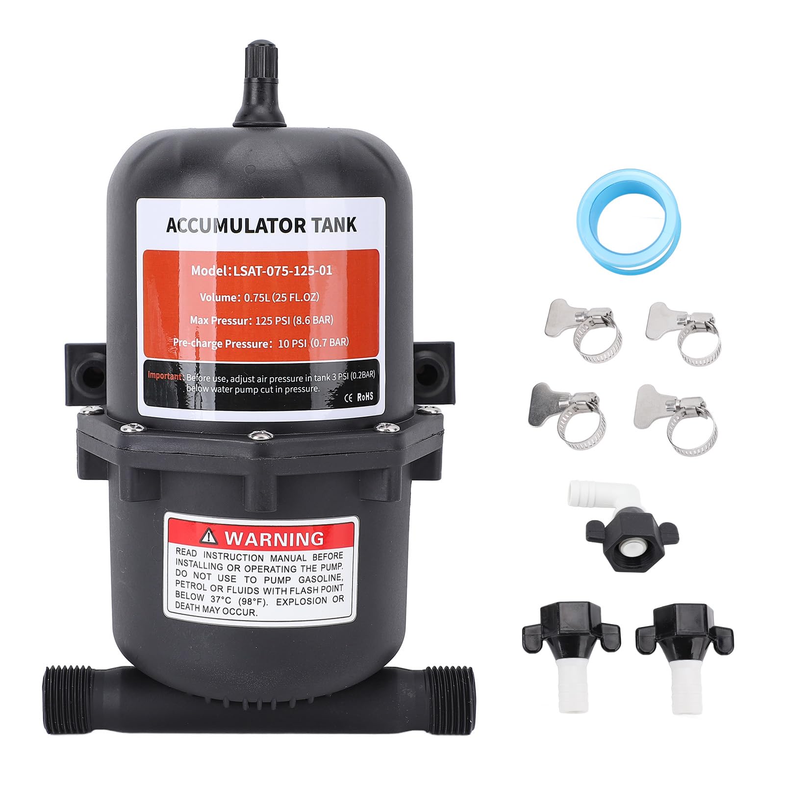 EVTSCAN Mini-Druckbehälter mit Klemmen, vorgespannter Druckspeicherbehälter für Wohnmobil, Bootsanhänger, maximal 125 PSI EVTSCAN Mini-Druckbehälter mit Klemmen, vorgespannter Druckspeicherbehälter für Wohnmobil, Bootsanhänger, maximal 125 PSI von EVTSCAN