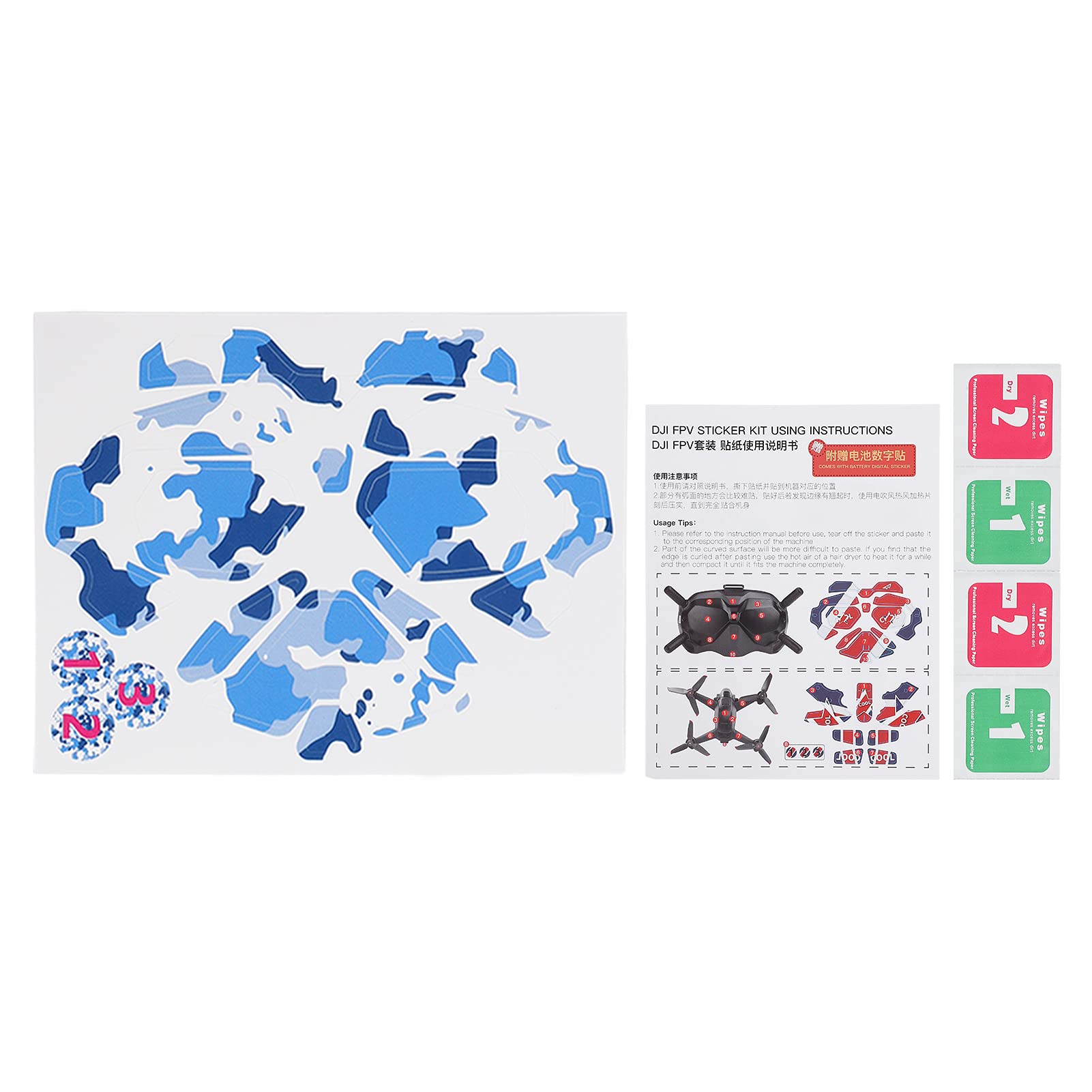FPV Schutzbrille Schutzaufkleber Hautabdeckung Hochfestes PVC -Material wasserdichtes Sonnenschutz Anti -Scratch für farbenfrohe Flugbrillen (Tarnblau und Weiß tarnen) von EVTSCAN